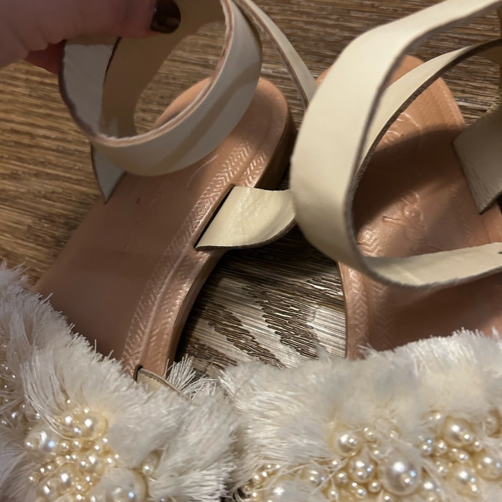 Free People Sun Peaks Sandals Size 8 Embellished Beaded Fringe Boho Wedding NWOT - Picture 8 of 16